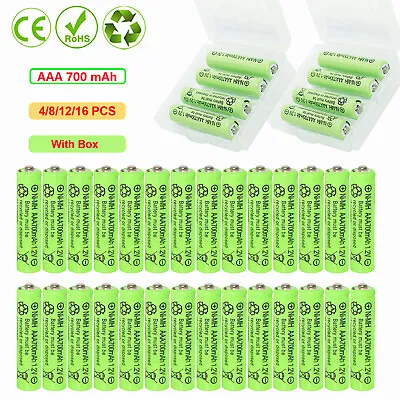 LOT 1.2v Ni-Mh AAA Rechargeable Batteries 700mAh AAA Battery 4/8/12/16 Pack +Box • $8.58