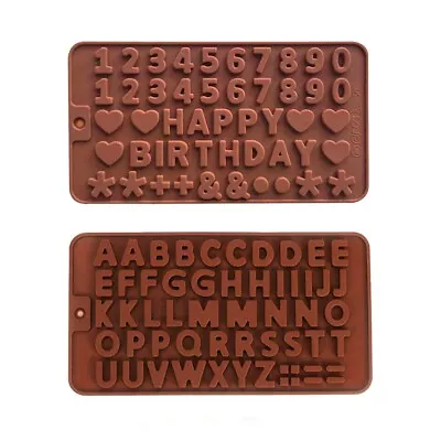 2pc Happy Birthday Alphabet Letters Numbers Silicone Chocolate Mould Cake Decor • £2.99