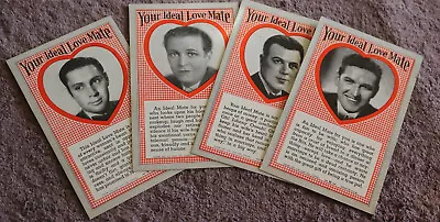 4 Vintage “Your Ideal Love Mate” Cards From Nelson’s Ledges’ Arcade (Ohio)  • $21