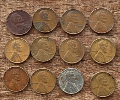$4.99 • Buy 12x 1940s USA Wheat Penny Inc Wartime Steel Penny B552