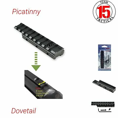 Dovetail To Picatinny Adapter Rail Scope Mount 11mm 3/8  To 21mm AirRifle Airgun • $9.99