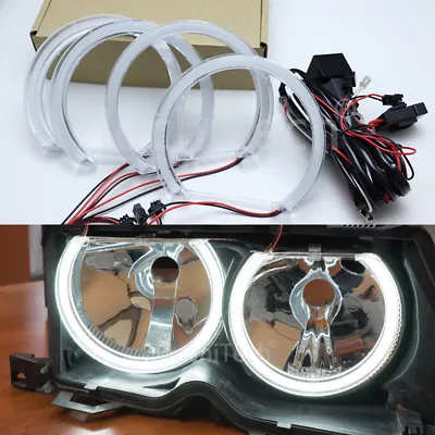 White LED Angel Eyes Kits DRL Crystal Style For BMW E46 00-03 Halogen Headlight • $54.99