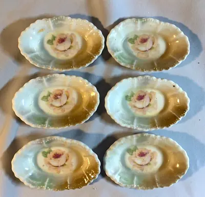 Vintage 6 Leuchtenburg Germany Roses Open Salt Dish Cellar Butter Tea Bag Holder • $19.99