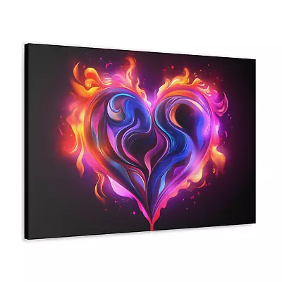 Love Heart Canvas Neon Colours Pretty Wall Art Decor • £15.99