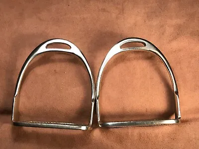 Vintage Pair Horse Saddle Stirrups Solid Nickel Made In England Buffed / Sharp • $75