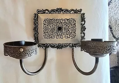 Vintage Underwriter Laboratories MCM Metal Ornate Double Arm Wall Sconce  • $75