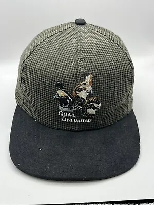 Quail Unlimited 'Sponsor' Adjustable Hat Cap Black & Checkered Pro Tex • $29.99