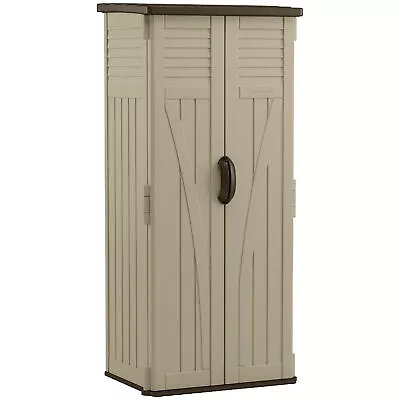 Suncast 22 Cubic Feet All-Weather Vertical Tall Outdoor Storage Shed Brown • $269.99