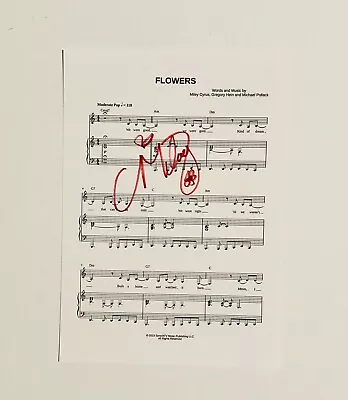 Miley Cyrus Flowers A4 Autographed Sheet Music • £40