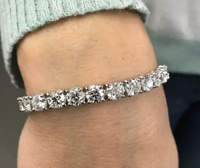 Certified 5.5mm White Diamond Tennis Bracelet-Great Luster! 925 Silver-VIDEO • $1699