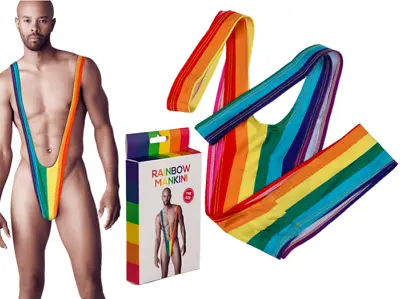 Rainbow Mankini Jockstrap V Shape Suspender Bodysuit Thong Gay Pride Underwear • £11.95