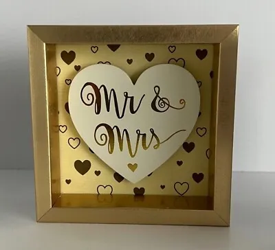 WEDDING SIGN Gold Timber Wooden Mr & Mrs - For Guest Book Welcome Wishing Well • $16.96