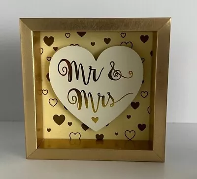 WEDDING SIGN Gold Timber Wooden Mr & Mrs - For Guest Book Welcome Wishing Well • $16.96