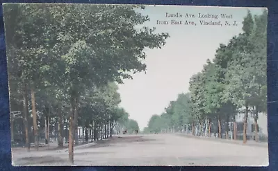 1912 Vineland  New Jersey Landis Ave Street Scene Hand Colored Postcard • $4.99