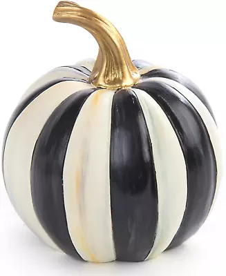 MacKenzie-Childs Courtly Stripe Black-and-White Mini Decorative Pumpkin For Fall • $49.27