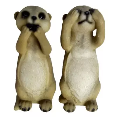 2x Meerkat Twin Animals Garden Statue Ornament Sculpture Home Decor 12.3cm • $19.90