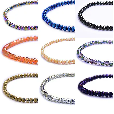 $2.59 • Buy Rondelle Faceted Crystal Glass Loose Spacer Beads 2mm 4mm 6mm 8mm 10mm Wholesale