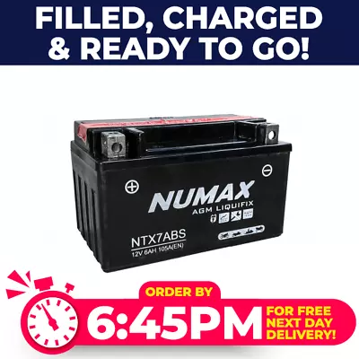 Numax Nitro Motorcycle Battery YTX7A-BS Compatible/GTX7A-BS/BTX7A-BS/CTX7A-BS • £26.17