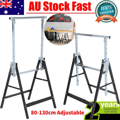$71.88 • Buy Saw Horse Sets Trestles Work Stands Folding Telescopic Heavy Duty Bench Portable