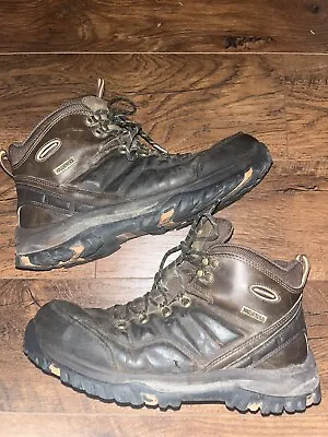 Mens Skechers Brown Leather Waterproof Hiking Boots Size 9.5 • $20