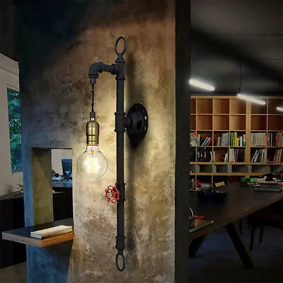Retro Industrial Rustic Water Pipe Wall Lamp Steampunk Sconce Hallway Cafe Decor • $48.99