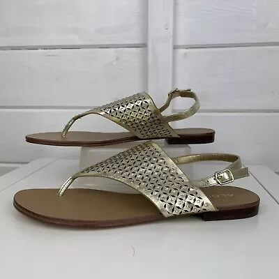 ALDO Gold Metallic Grecian Flat Sandals Size 7 EUR 40 Holiday Worn Once • £16.40