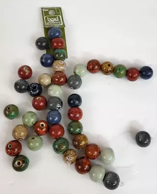 Bead Gallery Bead Lot Round Ceramic Multiple Colors Included ~ 42 Beads Total • $15.49