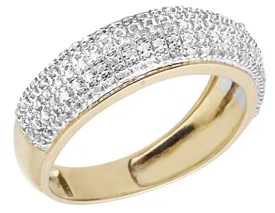 10k Yellow Gold Men's 7mm Pave Geniune Diamond Dome Wedding Band Ring 0.43ct • $499.99