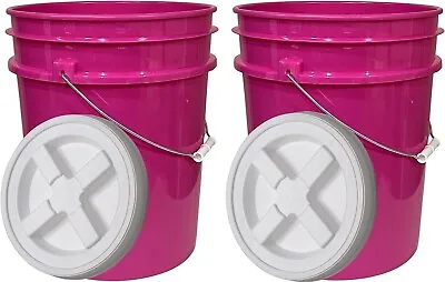 5 Gallon Food Grade Magenta Pink Buckets With Screw On Airtight Lid (Pack Of 2) • $39.77