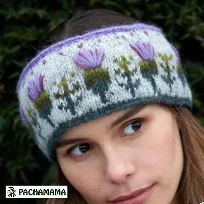 Pachamama - Wool Embroidered Thistle Headband Ear Warmer • £14.95