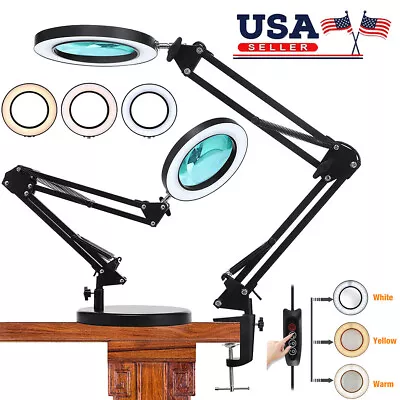 $25.39 • Buy Magnifier LED Lamp 8X Magnifying Glass Desk Table Light Reading Lamp Clamp Base