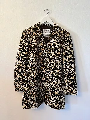 Cheap And Chic By Moschino Made In Italy Tan And Black Printed Blazer Size 8 • $49.99