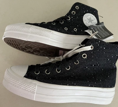 £40 • Buy Converse Chuck Taylor All * Star Lift Millenium Glam Black & Silver Trainer UK 6