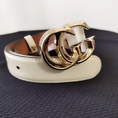 GUCCI Double G White Leather Mens Belt - 3cm Width • $182