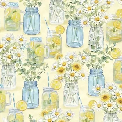 Zest For Life By Wilmington Prints - Yellow Mason Jars  #19153-547 • $12.75