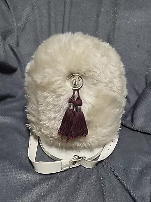 Vintage M Ostwald Marching Band Uniform Hat White Fuzzy W/ Chin Strap & Tassels • $29.95