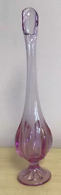 Rare Vintage MCM Viking 12” Vase Thistle Pink Lilac Swung Glass Six Petal • $415