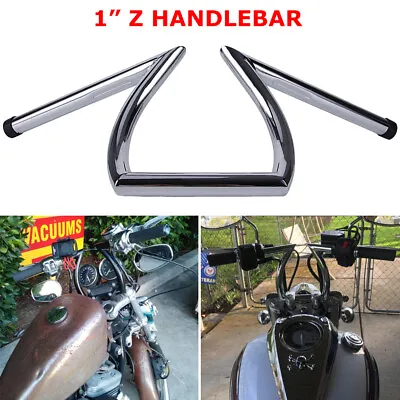 $46.95 • Buy 1  Chrome Motorcycle Z Bar Drag Bars Handlebars For Harley Custom Chopper Bobber