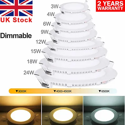 Recessed LED Ceiling Light Flat Panel Downlights Ultra Slim Round Spot Lights UK • £5.75