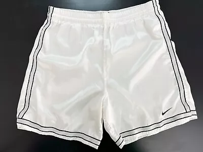 Vintage Nike Satin Shorts Men’s Medium White Athletic Swoosh Y2K Rare • $39.97