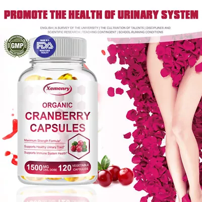 Organic Cranberry Capsules - Women's Health Supplements Urinary Tract Support • £8.99