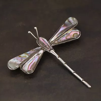 VTG Sterling Silver - MEXICO ATI Abalone Dragonfly Statement Brooch Pin - 5g • $2.99