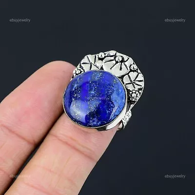 Anniversary Gift For Her Natural Lapis Lazuli Stackable Ring Size 7 925 Silver • $11.40