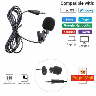 Mini Lavalier  Clip-on Lapel Mic Microphone 3.5mm For Mobile Phone PC Recording • £3.99