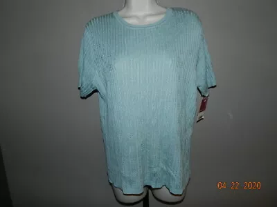 NWT MERONA WOMENS XL Sweater COTTON Short SLEEVES Sage Green  • $9.99