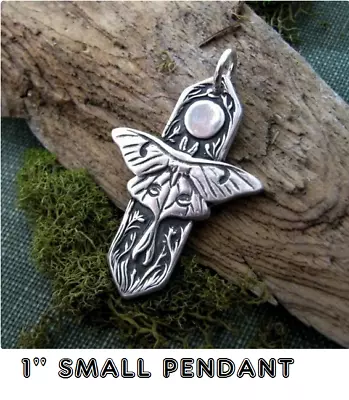 MOTH MOON SMALL WINGS WICCA  Charm 925 Sterling Silver 20  Snake Chain Necklace • $19.98