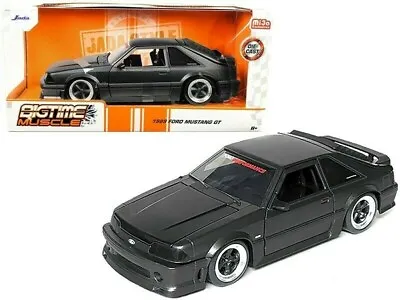 Jada 1:24 Big Time Muscle 1989 Ford Mustang GT Diecast Model Matte Black 33605 • $21.99