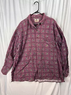 VTG Forest Trail Men's Long Sleeve Paisley Flannel Shirt 3XL  Button Up • $16.99