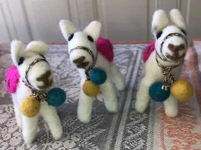 Lot Of 3 Felted Lamas Stuffed Plush Miniature 3” Tall Animals • $14.99