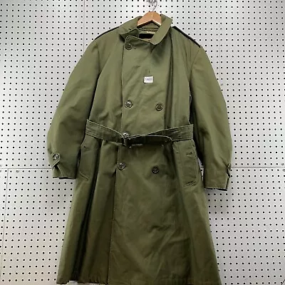 Vintage Military Trench Coat Mens Medium Wool Lined Army Green Heavyweight • $99.99